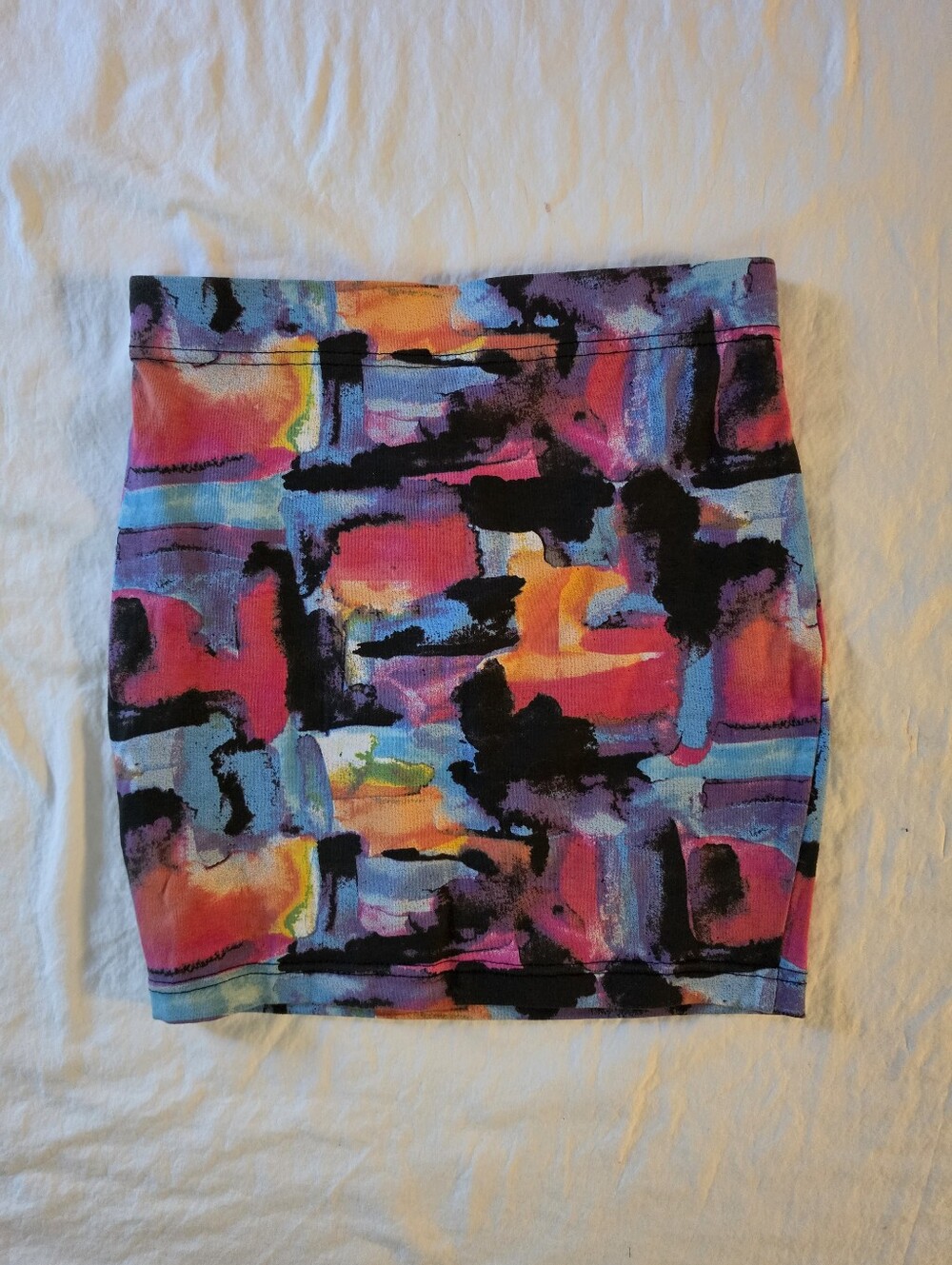 Supré Vintage 2009 Australian Neon Abstract Graffiti Stretch Bodycon Mini Skirt